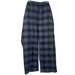 Sonoma Mens Sleepwear Lounge Pants Blue Black Plaid XXL Cotton Blend Elastic Wai